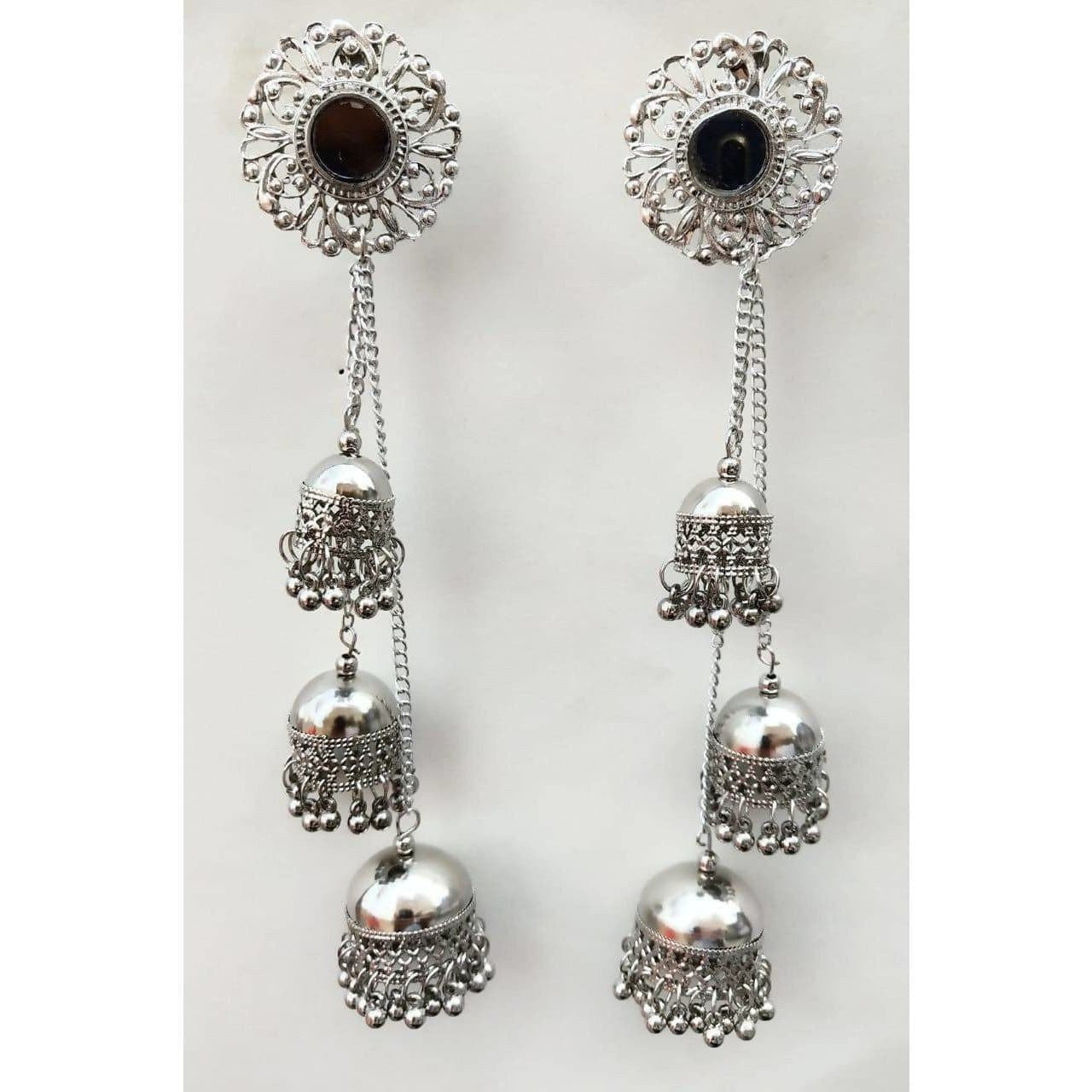 MS Fashion India Floral Hanging Triple Jhumka Set Earrings | Grab2Buy