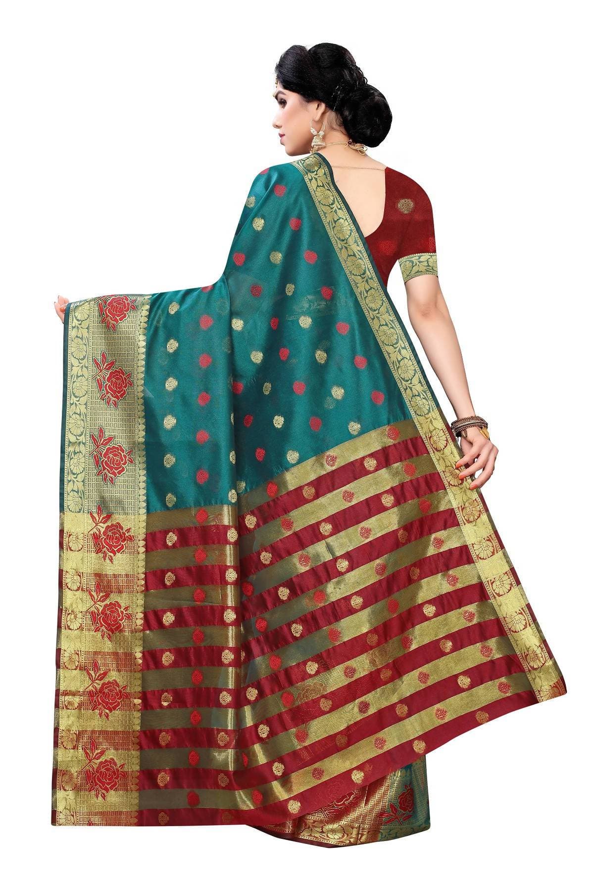 Vamika Banarasi Jaquard Rama Green Weaving Saree | Grab2Buy