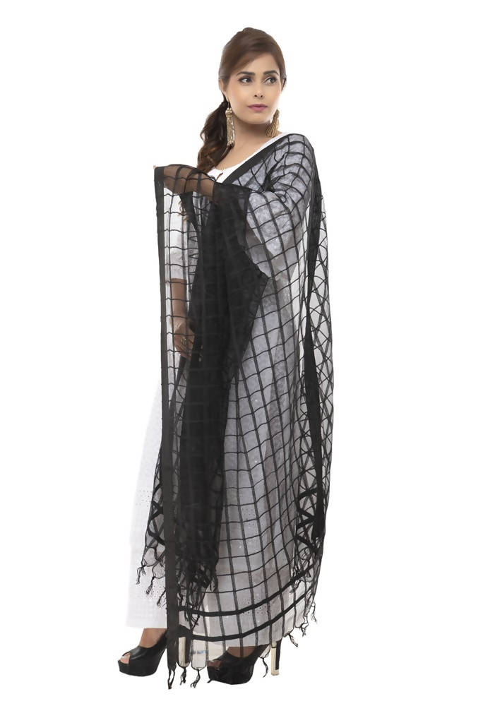 Mominos Fashion Black Cotton Square Dupatta | Grab2Buy