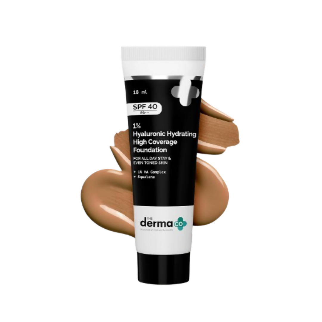 The Derma Co 1% Hyaluronic Hydrating High Coverage Foundation With SPF 40 PA+++ - 04 Caramel - Limited Time Offer | Grab2Buy