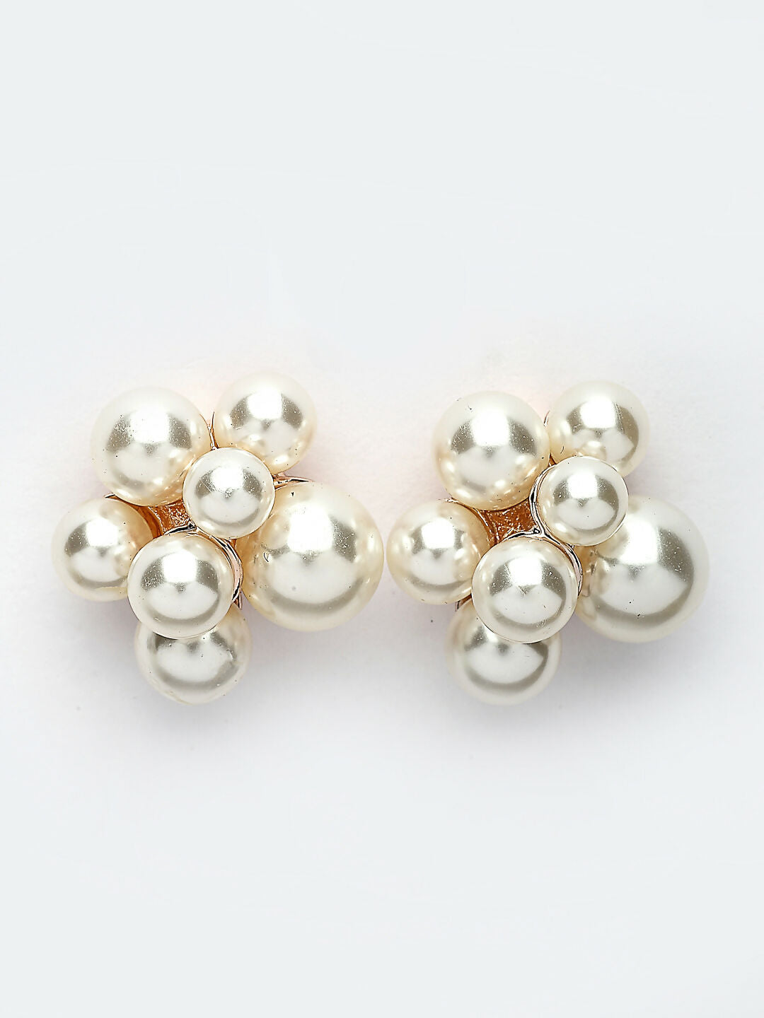 NVR Women's Gold Pearl Gold-Polished Circular Studs Earring | Grab2Buy