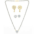 AanyaCentric Gold-Polished Mangalsutra with Pendant, 2 Pair Earrings | Grab2Buy