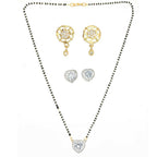 AanyaCentric Gold-Polished Mangalsutra with Pendant, 2 Pair Earrings | Grab2Buy
