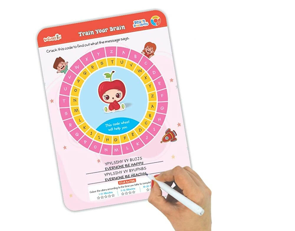 Braintastic Brain Booster Game/Toy (6-99 Years)-Write & Wipe Reusable Activity Sheets with Marker & Jigsaw Puzzle Learning Tools for Kids 6+ Years | Grab2Buy