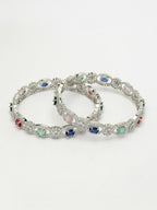 NVR Women's Set of 2 Multi-Coloured CZ Stone-Studded Handcrafted Bangles | Grab2Buy
