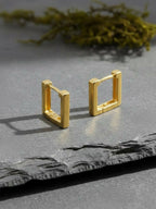 NVR Men's Gold Plated Geomatric Shaped Hoop Earrings | Grab2Buy