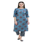 Lagi Women's Turquoise Blue Printed Straight Kurta & Pant (MC39A) | Grab2Buy