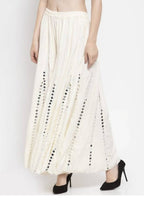 Mominos Fashion Moeza Reyon Cotton White Color Mirror Work Palazzo | Grab2Buy