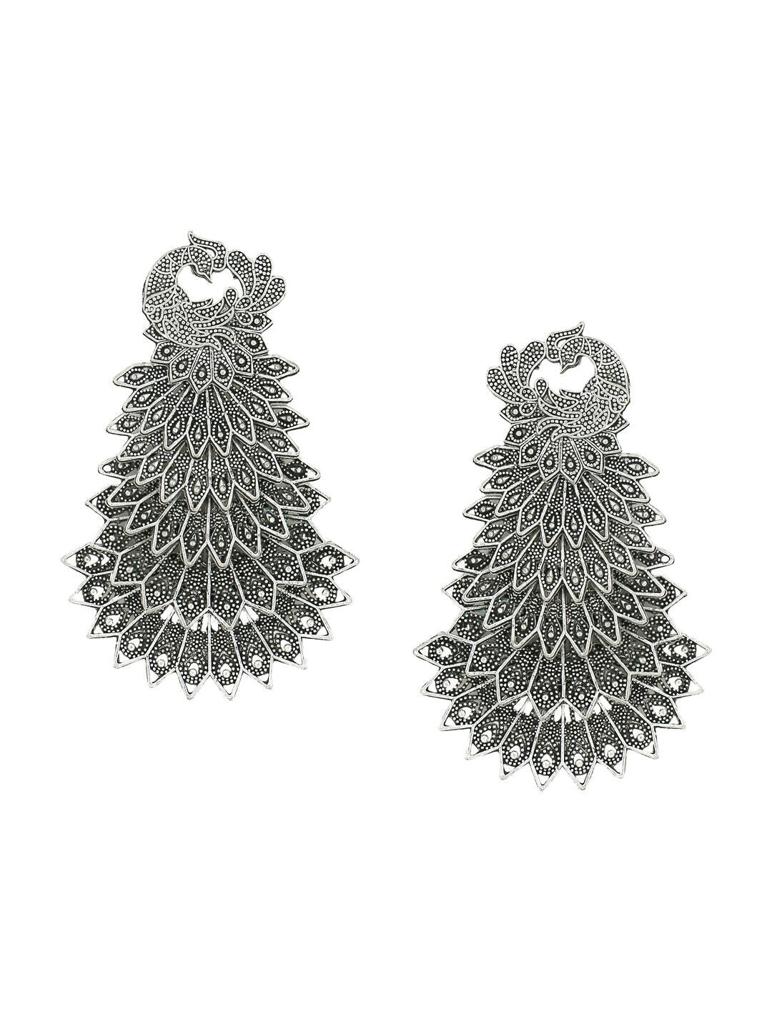 NVR Women Silver Toned Contemporary Drop Earrings | Grab2Buy