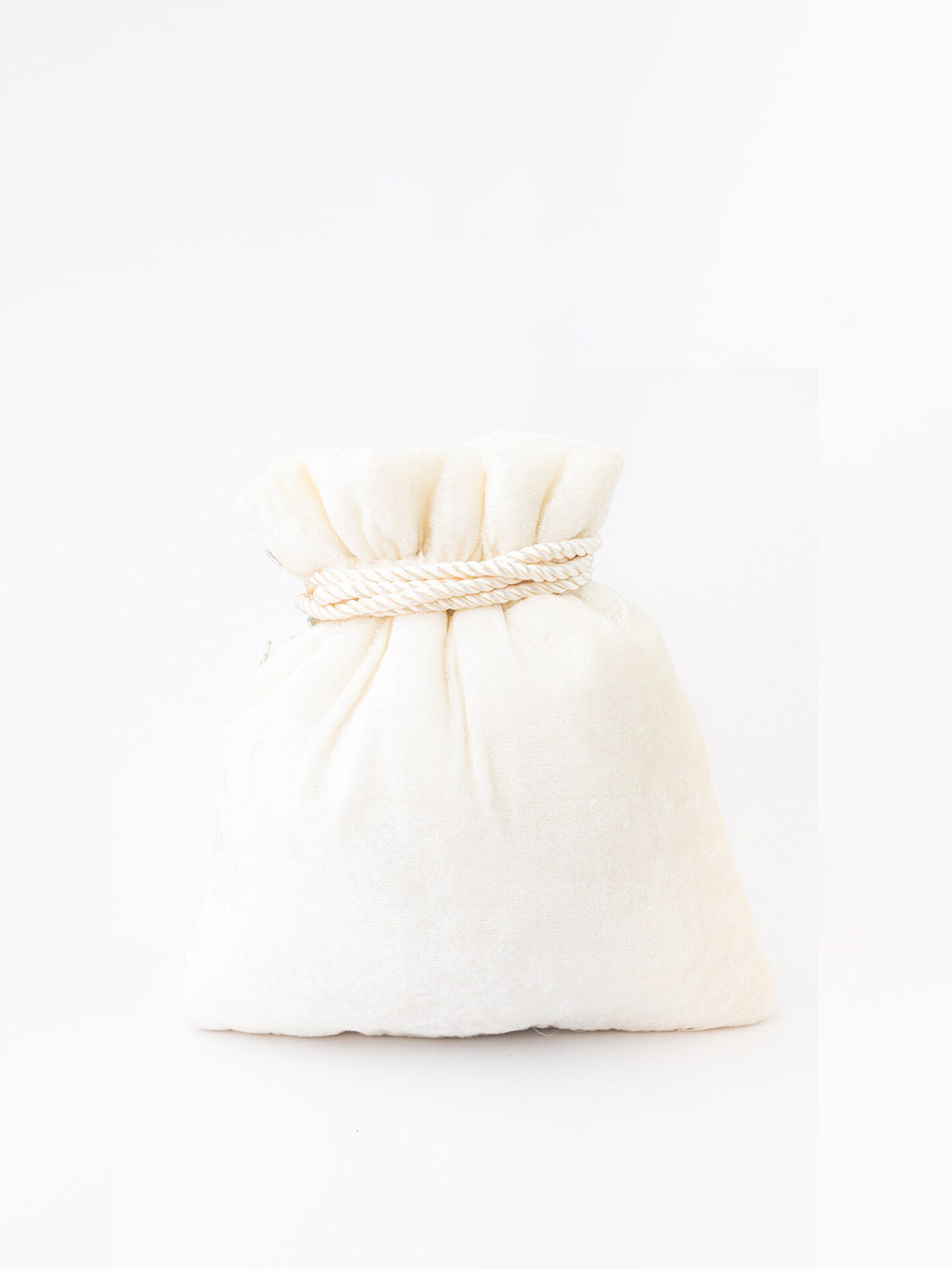 NR By Nidhi Rathi White Mirror Work Embroidered Potli Clutch | Grab2Buy