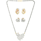 AanyaCentric Gold-Polished Mangalsutra with Pendant, 2 Pair Earrings | Grab2Buy