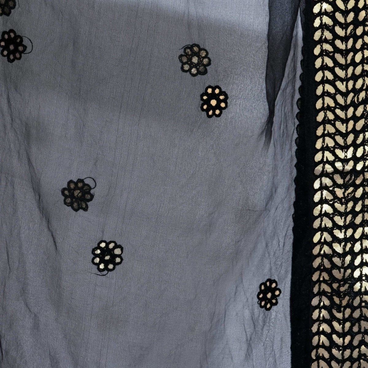 A R Silk Women's Gotta Patti Embroidery Orgenza Cotton Black Dupattas and Chunnis | Grab2Buy