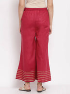 Myshka Women's Beautiful Maroon Cotton Solid Casual Palazzo | Grab2Buy