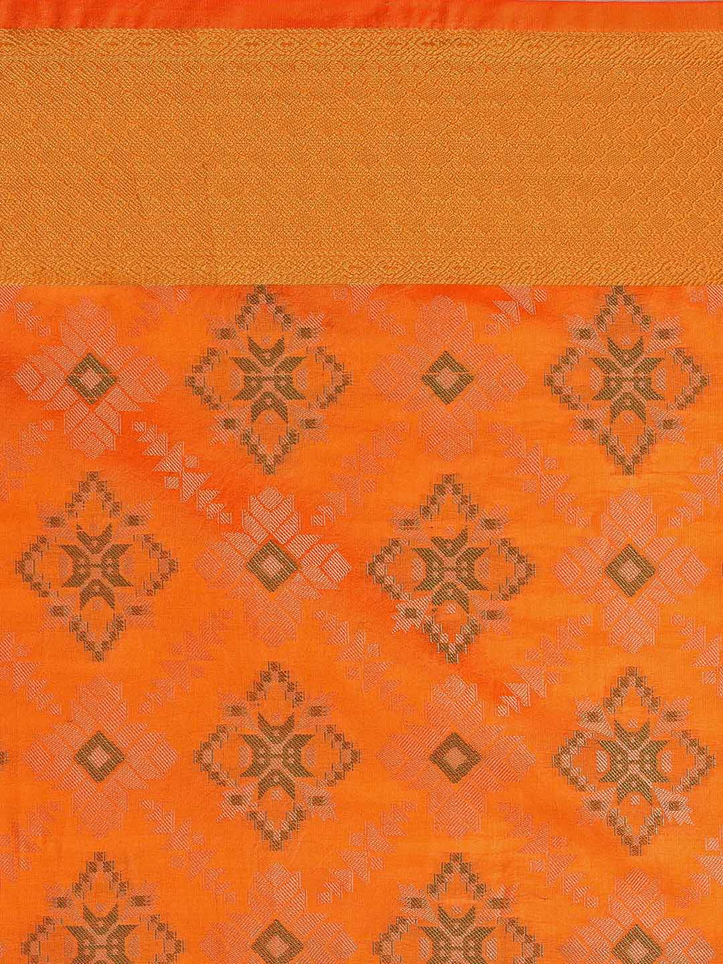 Saree Mall Yellow Silk Blend Patola Print Kanjeevaram Saree with Unstitched Blouse | Grab2Buy