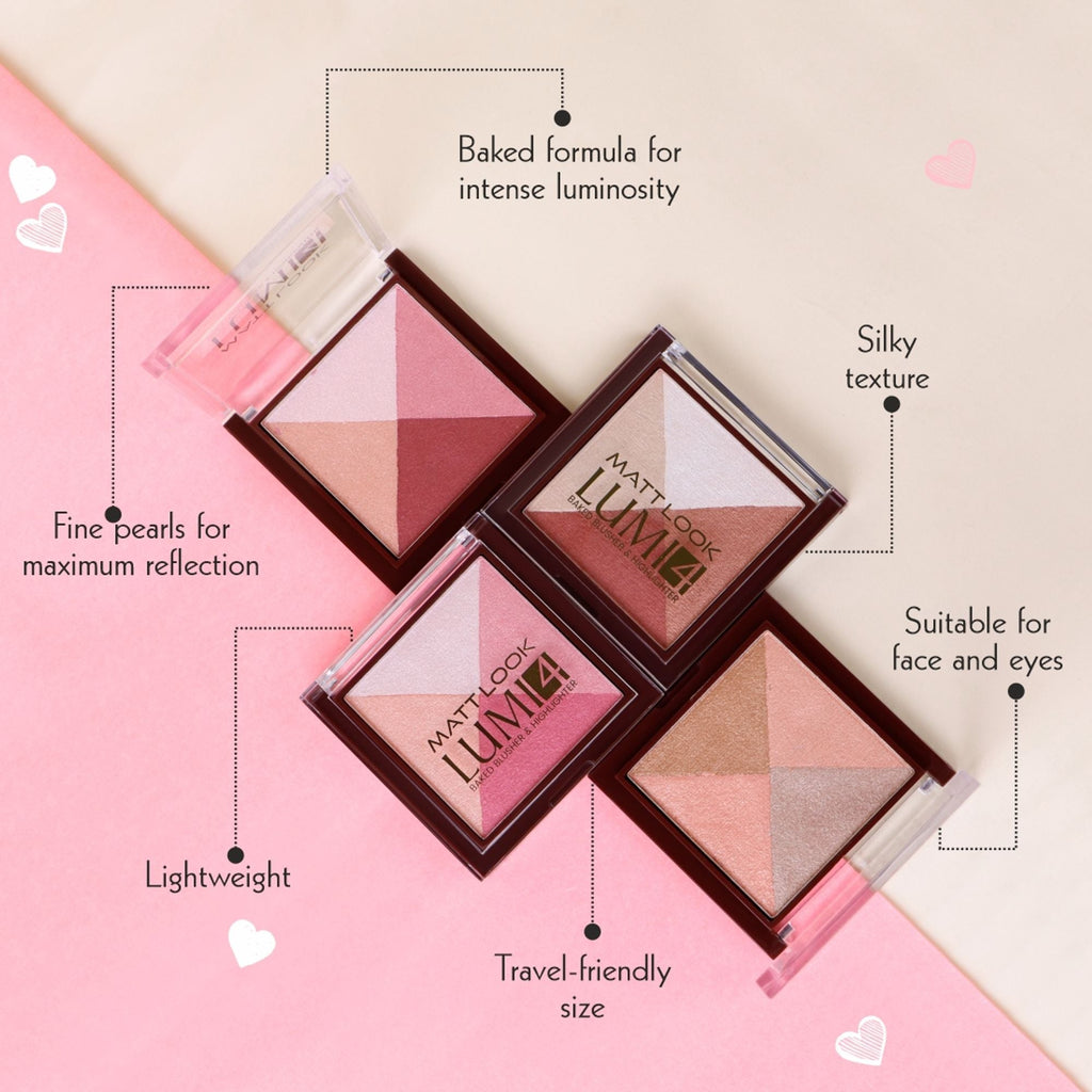 Matt Look Lumi 4 Baked Blusher & Highlighter - Cherry Pop | Grab2Buy