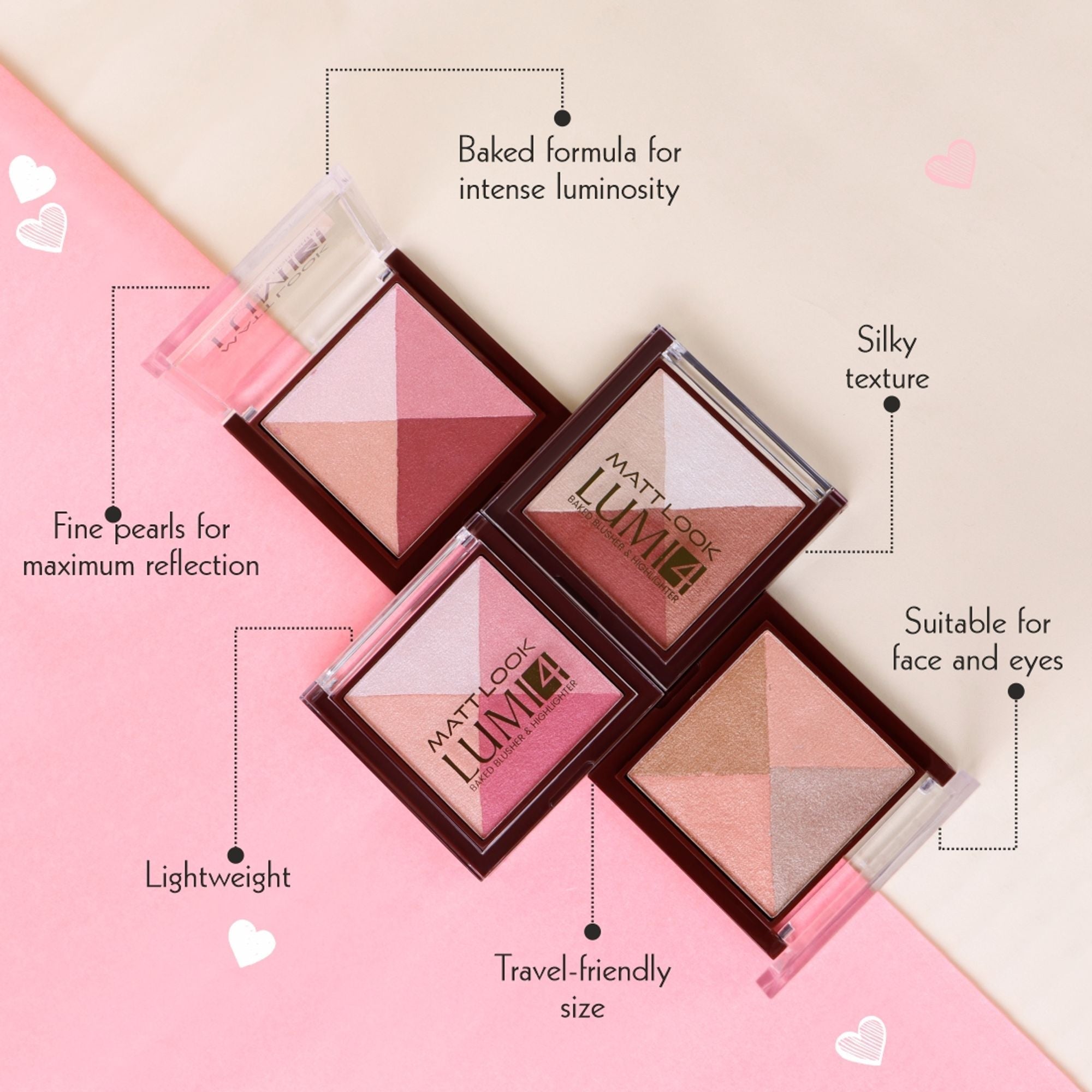 Matt Look Lumi 4 Baked Blusher & Highlighter - Cherry Pop | Grab2Buy