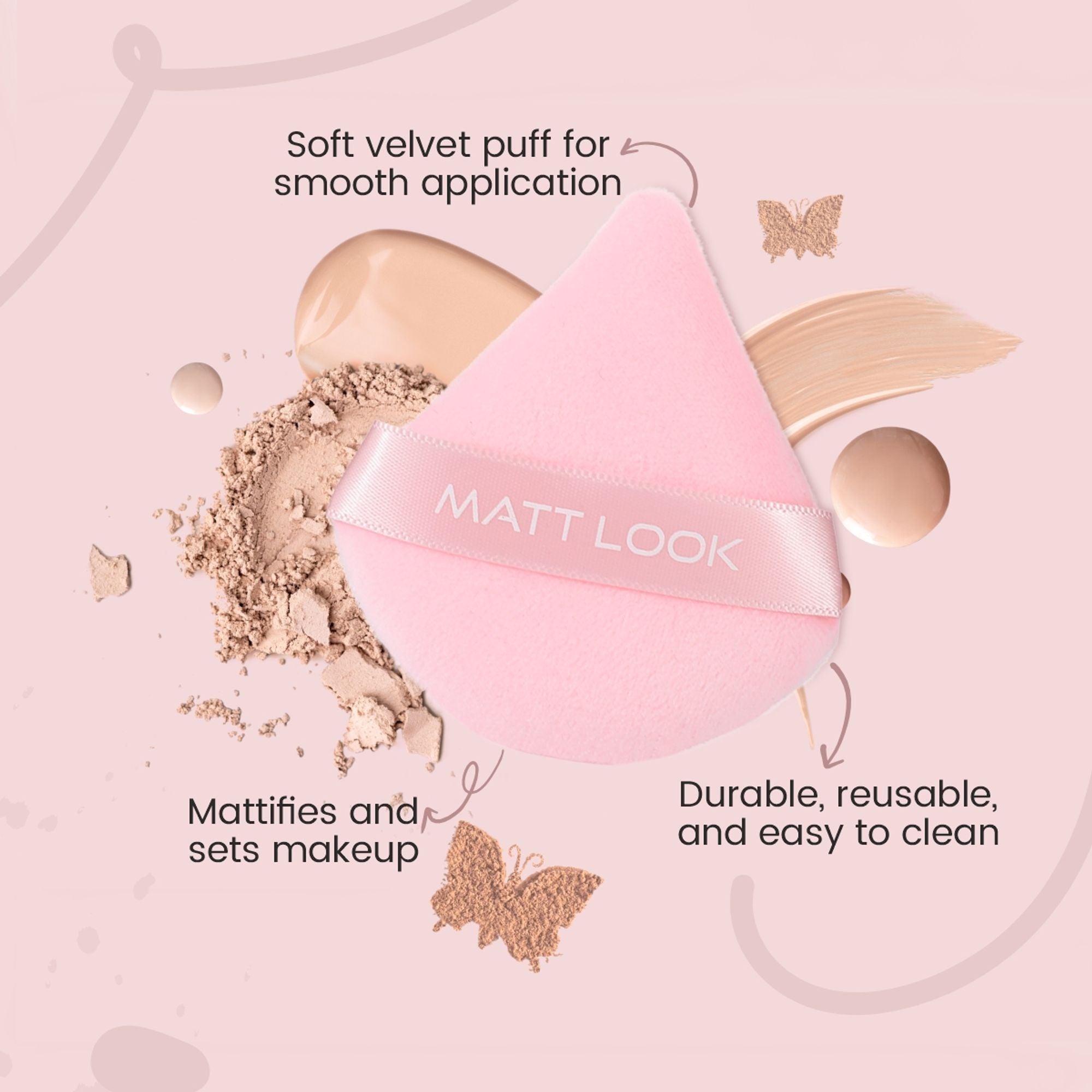 Matt Look Pizza Clouds Powder Mauve Puff - Pack Of 2 | Grab2Buy