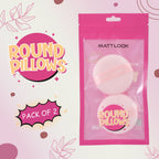 Matt Look Round Pillows Powder Pink Puff - Pack Of 2