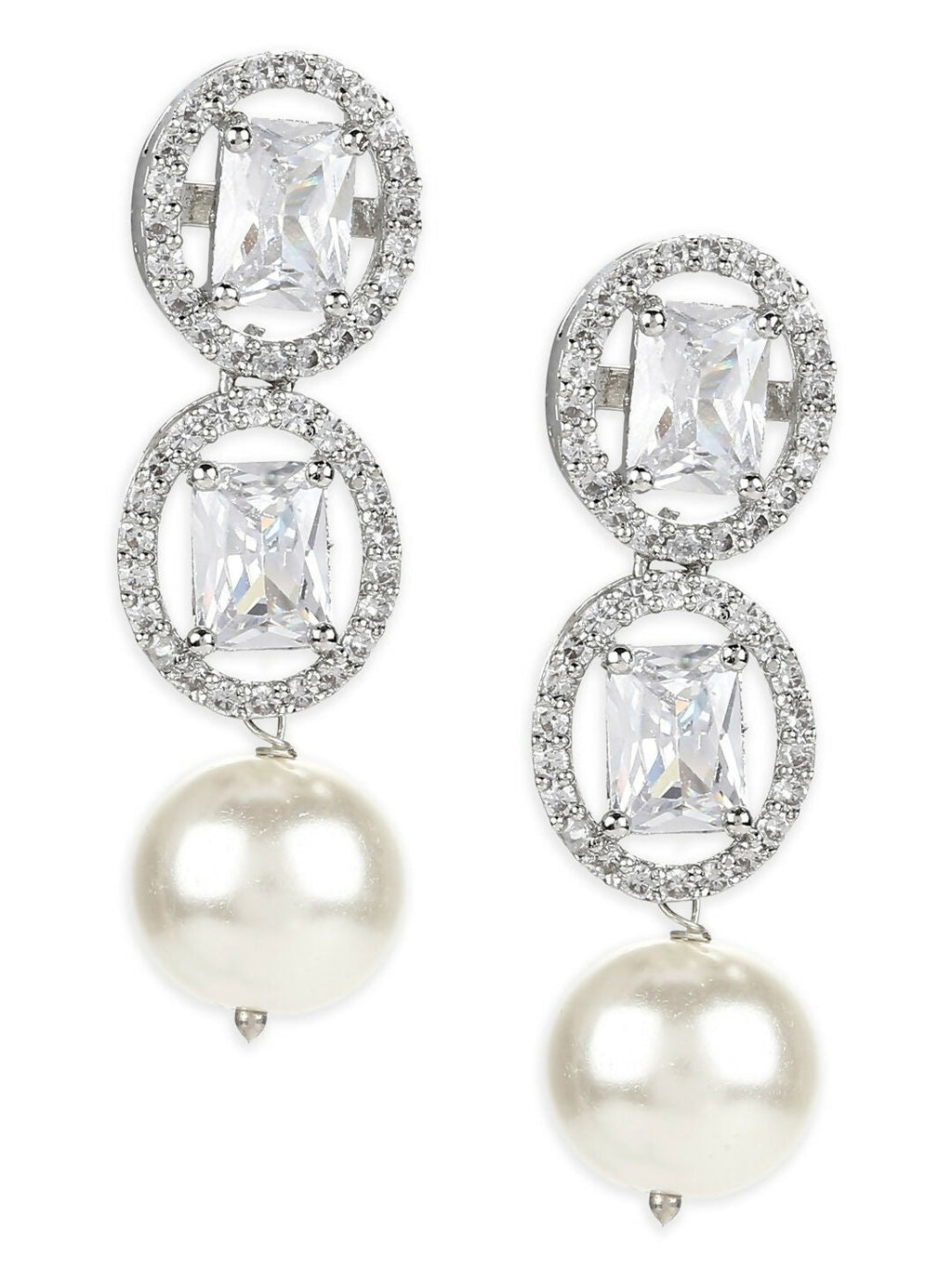 Stone Earrings with Pearls Drop- Ruby Raang | Grab2Buy