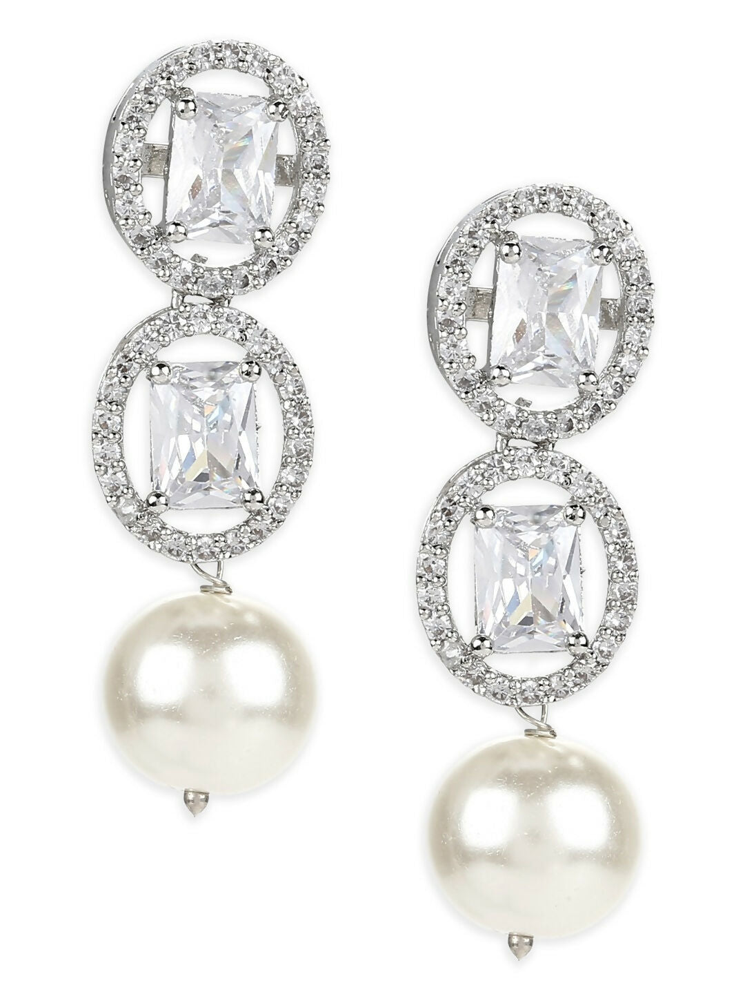 Stone Earrings with Pearls Drop- Ruby Raang | Grab2Buy