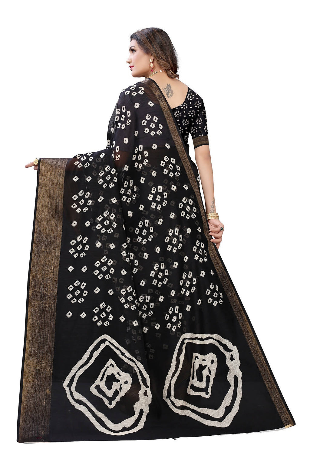 Vamika Black Linen Jari Border Saree (RADHIKA BLACK) | Grab2Buy