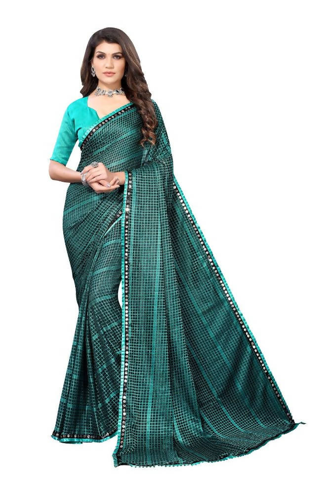 Vamika Rama Green Lycra Knitted Saree | Grab2Buy