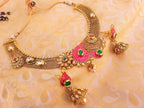 Multicolor Antique Pink And Green Necklace Set | Grab2Buy