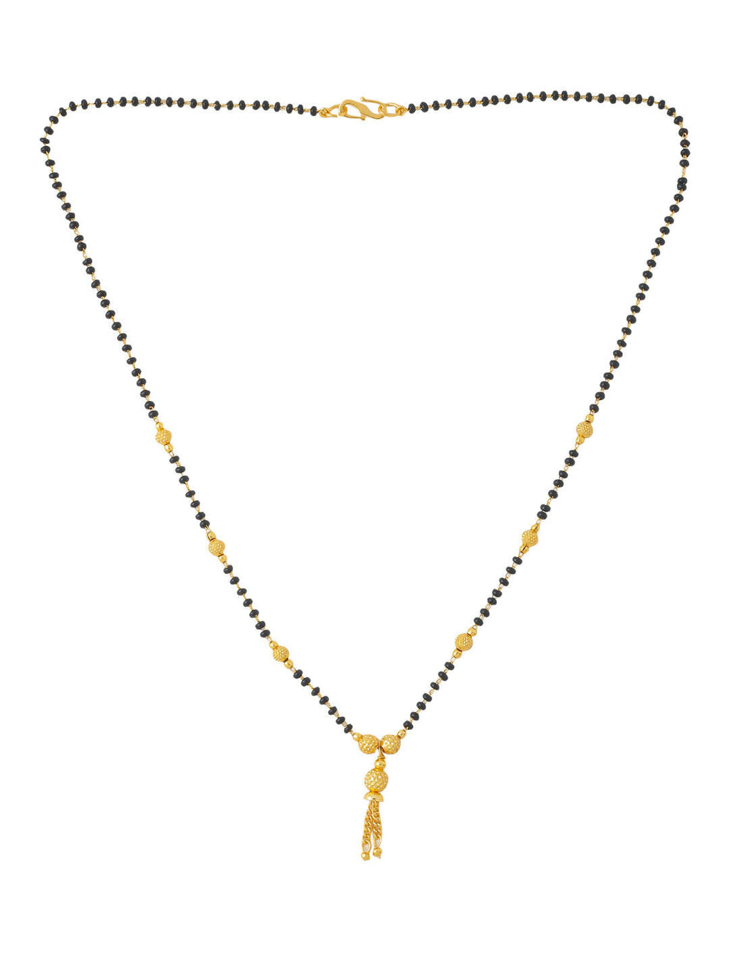 NVR Women's's Set of 2 Black Gold-Polished Beaded Mangalsutra With Ad Stone