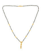 NVR Women's's Set of 2 Black Gold-Polished Beaded Mangalsutra With Ad Stone