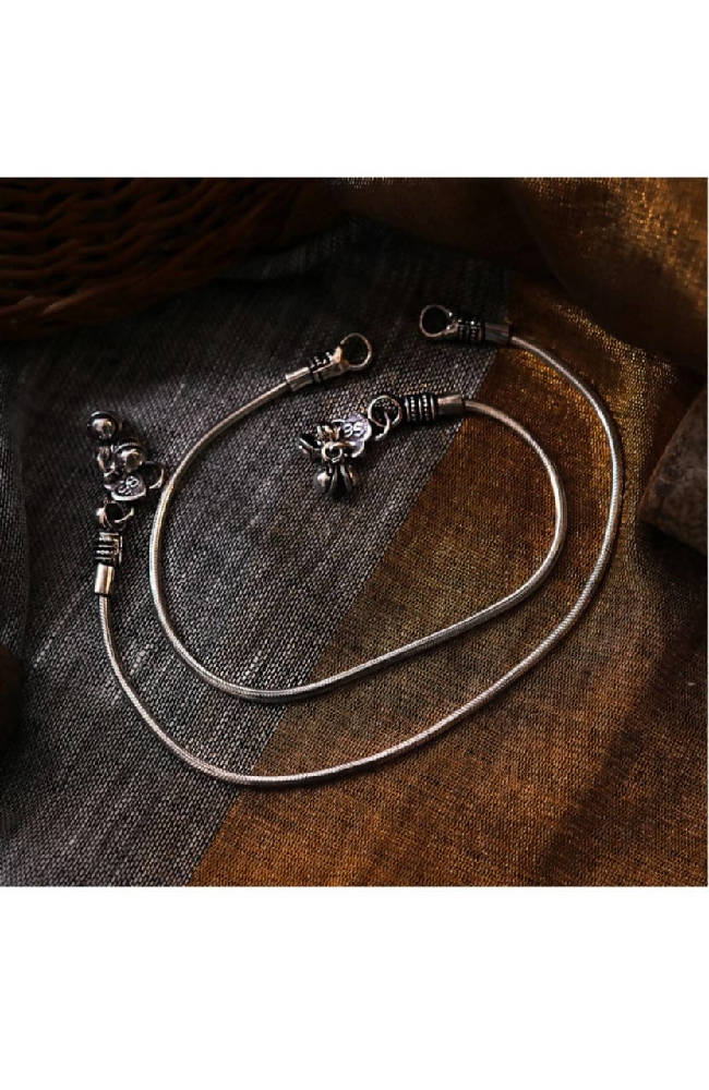 Mominos Fashion Oxidised Silver-Plated Anklets | Grab2Buy