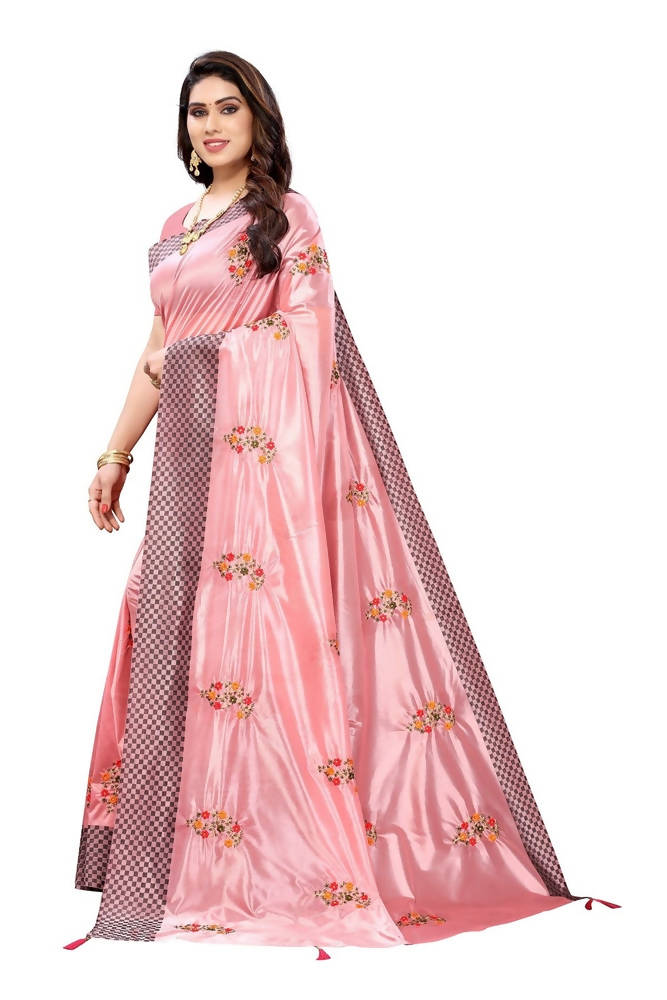 Vamika Pink Crepe Embroidery Saree (Nirali Pink) | Grab2Buy