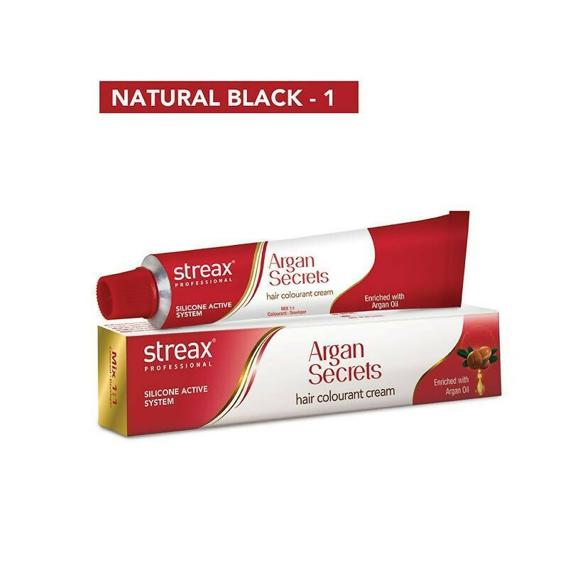 Streax Professional Argan Secrets Hair Colourant Cream - Natural Black 1 | Grab2Buy