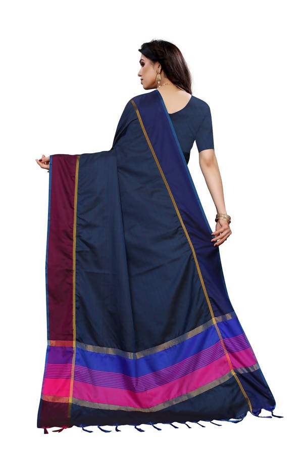 Vamika Navy Cotton Silk Weaving Saree (Binita Navy) | Grab2Buy