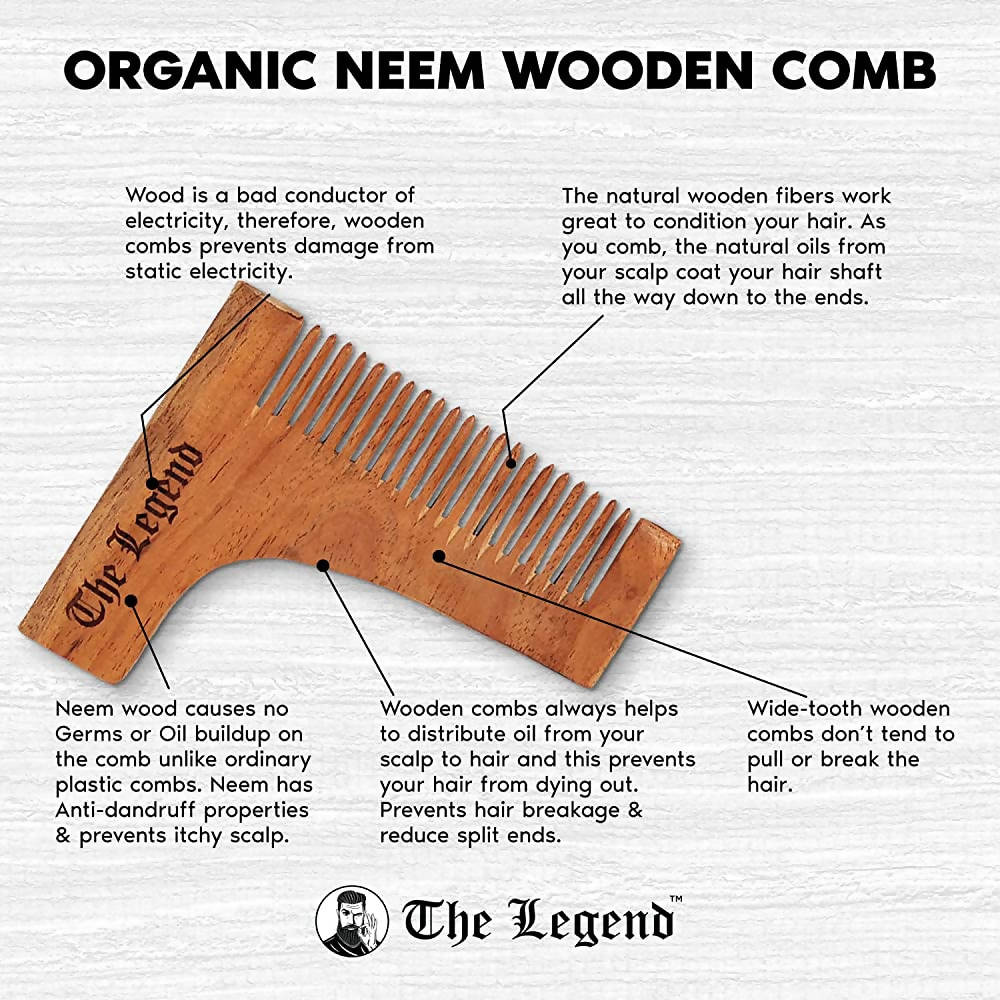 The Legend Organic Pure Neem Wood Comb For Beard Sharping | Grab2Buy