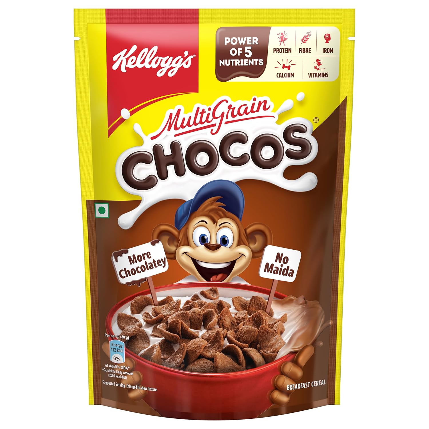 Kellogg's Multigrain Chocos For Kids, Power Of 5 Nutrients Protein, Fibre, Iron, Calcium, Vitamins | Grab2Buy
