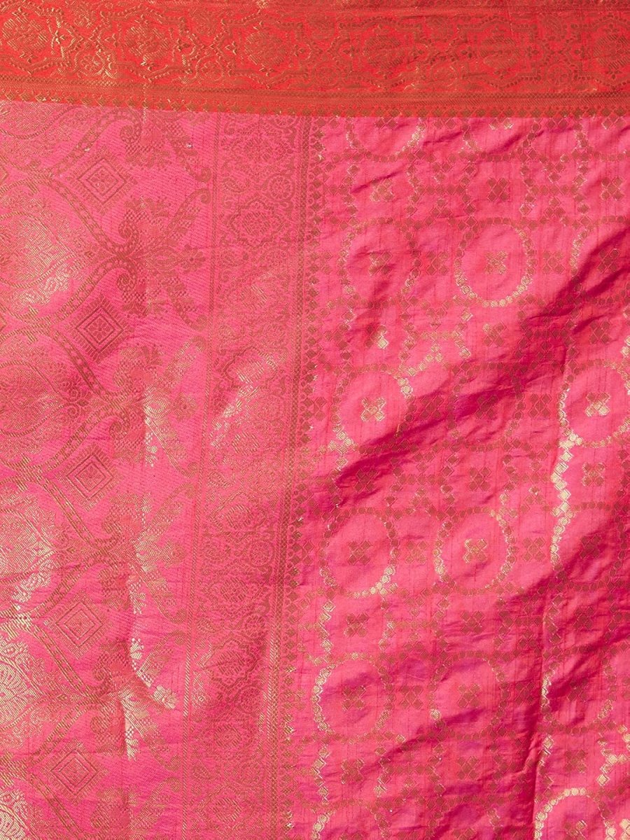 Akhilam Women's Jacquard Kanjivaram Silk Saree With Unstitched Blouse | Grab2Buy