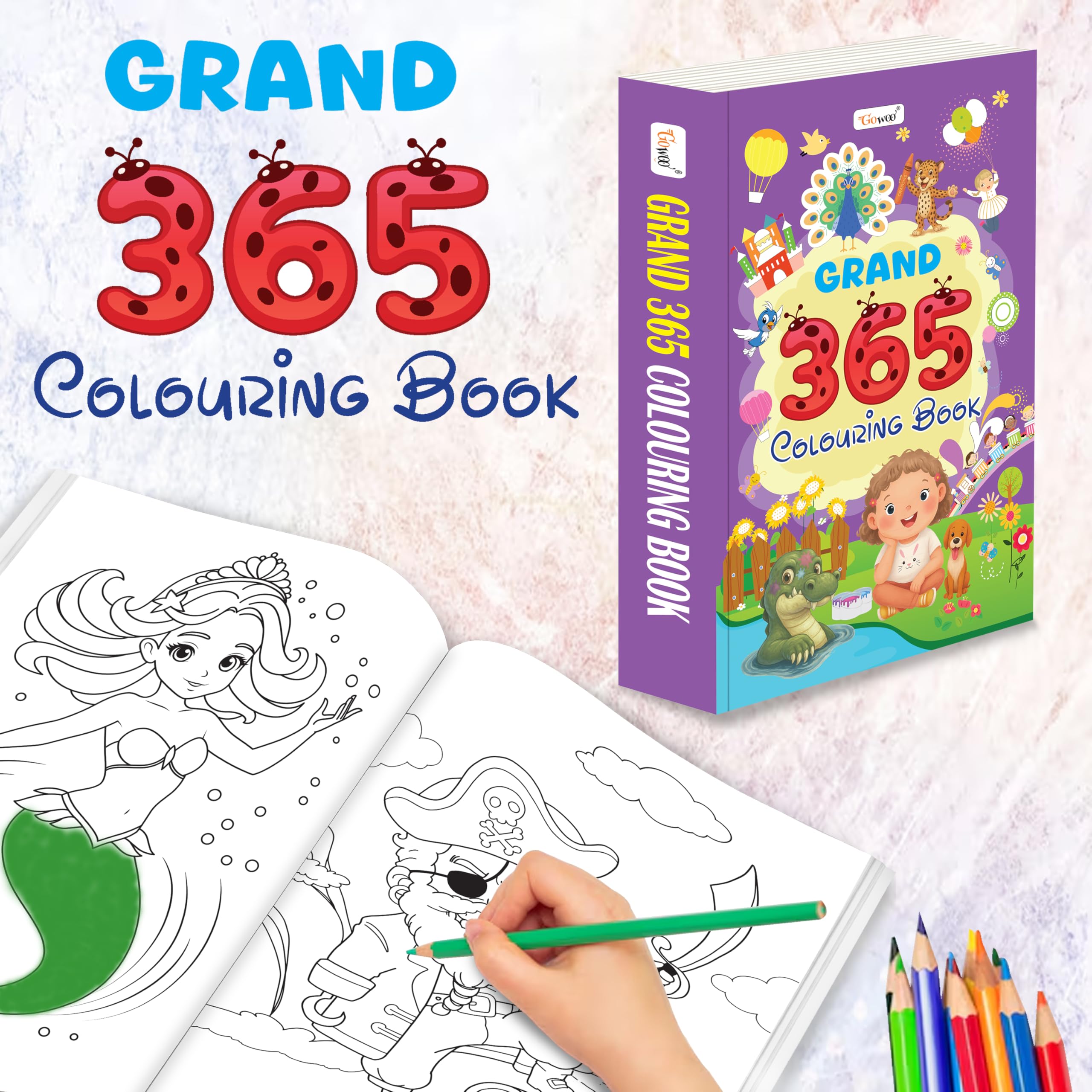 Grand - 365 Colouring Book :- Learn With Colouring, Creative Learning For Toddlers, Preschool Colouring Book, Educational Book For Kids, Toddler Fun Book, Simple Colouring Book For Kids | Grab2Buy