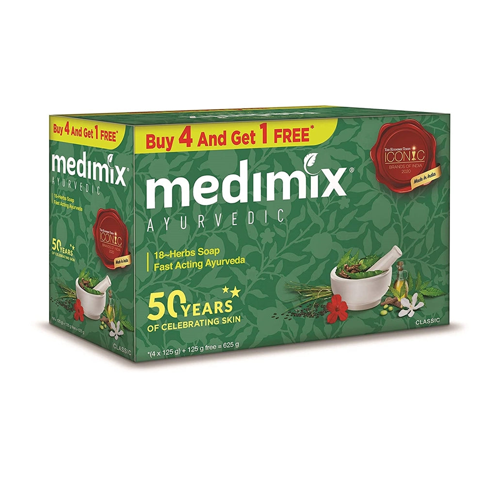 Medimix Ayurvedic Classic 18 Herbs Soap, 125 g (4 + 1 Offer Pack) | Grab2Buy