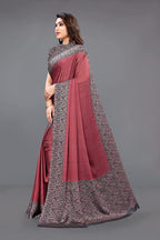 Mirchi Fashion Women's Pink & Black Printed Chiffon Saree | Grab2Buy