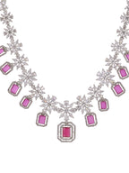 Saraf RS Jewellery Rhodium-Plated Pink AD studded Jewellery Set | Grab2Buy