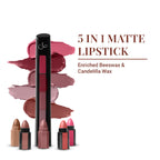 CUFFS N LASHES Penta 5 In 1 Matte Lipstick - 02 Nude | Grab2Buy