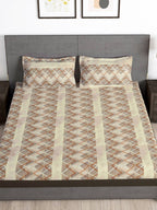 Story@home Brown & White Striped Microfiber 180 TC Bedsheet With Pillow Cover