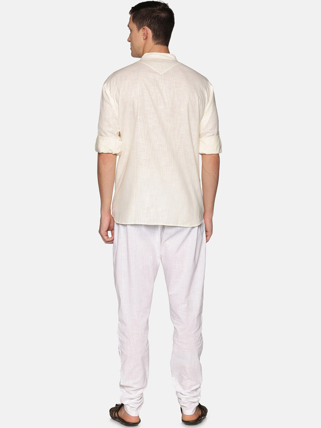 Sethukrishna Men Beige & White Pure Cotton Kurta with Pyjamas | Grab2Buy