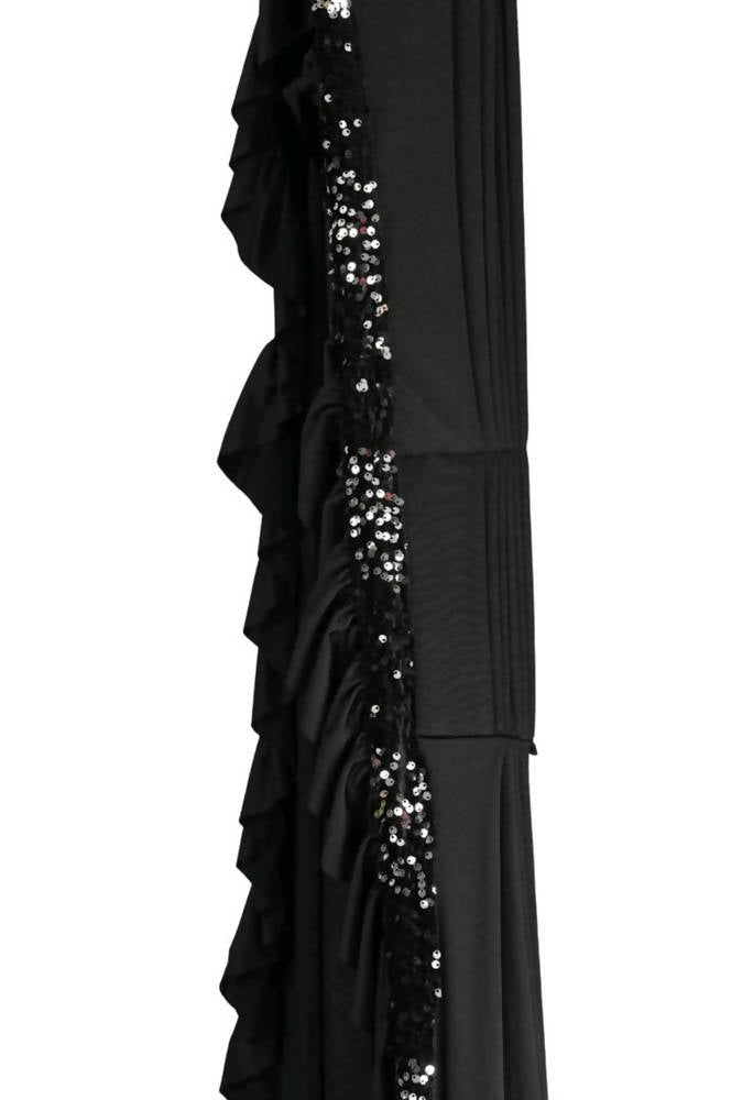 Mominos Fashion All Season Wear Black Ruffled Ready To Wear Saree | Grab2Buy
