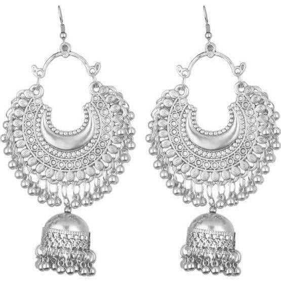 MS Fashion India Stylish And Trendy Silver Oxidized Hanging Jhumka Earrings | Grab2Buy