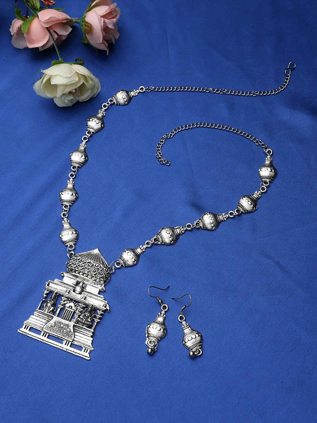 Cardinal Silver-Toned Oxidized Long Jewellery Set | Grab2Buy