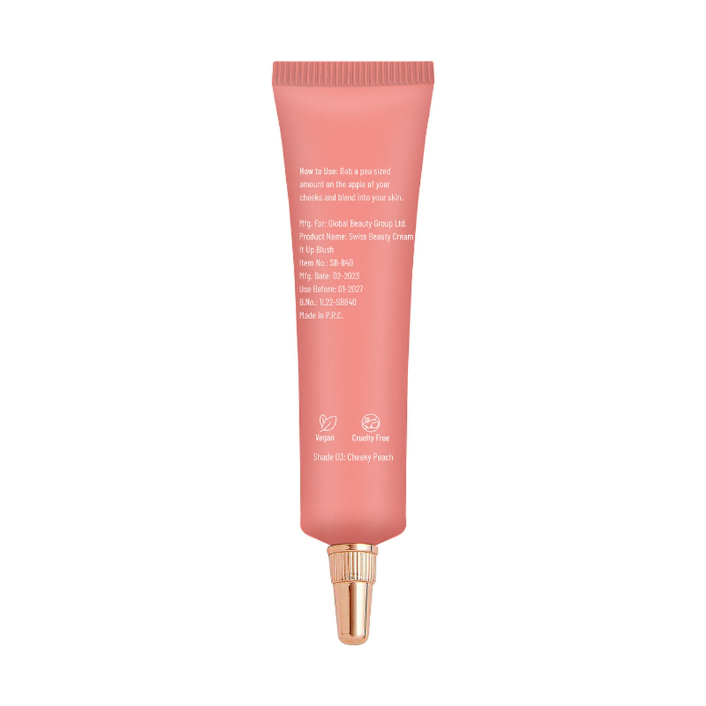 Swiss Beauty Cream It Up Blusher With Shea Butter , Multi-Functional , Matte Finish - 3 Cheeky Peach | Grab2Buy