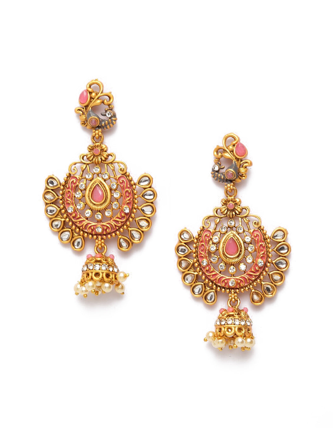 Shining Diva Gold-Toned Dome Shaped Jhumkas | Grab2Buy
