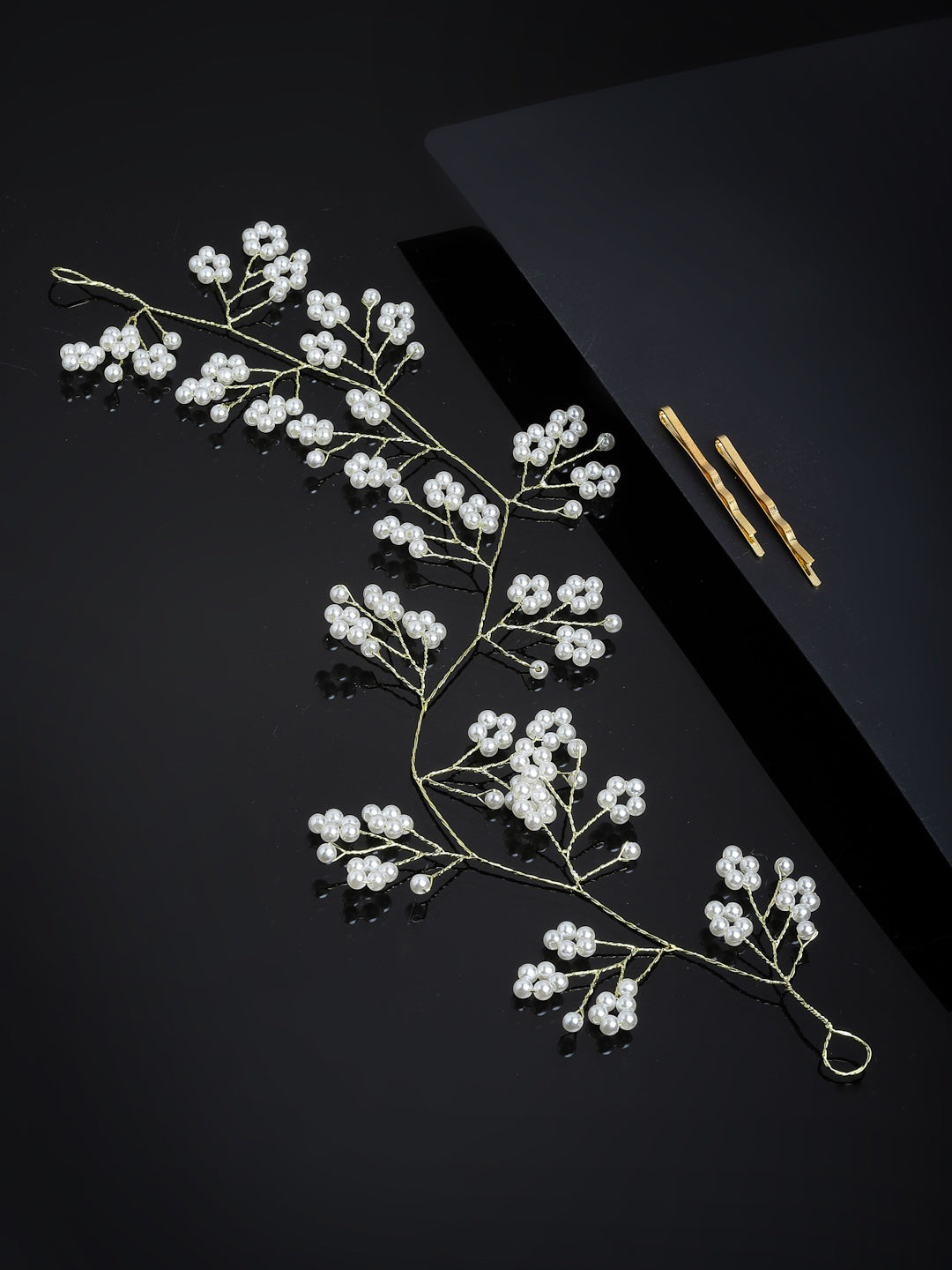 Panash Women Gold-Toned & White Beaded Tiara | Grab2Buy