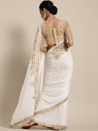 Saree Mall White & Golden Floral Muga Saree | Grab2Buy